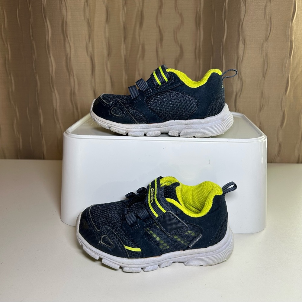 Stride Rite M2P Taylor Boy's 5.5 W Sneakers Washable Adjustable Dark Navy Yellow - Picture 3 of 15